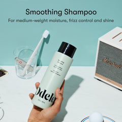 Odele Smoothing Shampoo ingredients label highlights amino acids and natural actives.