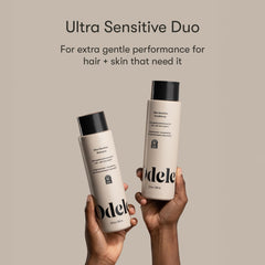 Odele Ultra-Sensitive conditioner bottle highlighting fragrance-free, hydrating care