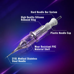 OFEYLE 316L stainless steel cartridge needles close-up showing durability for precise lines.