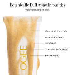 Ogee Botanical Brilliance Exfoliating Cleanser ingredients with Aloe Vera, Jojoba Oil, Vitamin E.