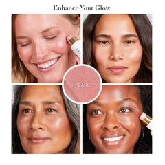 Ogee Sculpted Face Stick Pearl on cheekbone for natural glow.