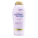 OGX Calming Amethyst Lavender bottle for gentle daily cleansing and relaxation.