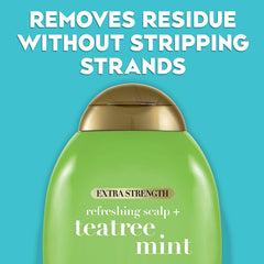 OGX Tea Tree Mint Shampoo bottle foam shows refreshing lather and tingle