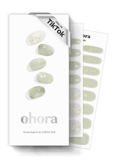 ohora N Green Tea nail wraps flatlay packaging for easy at-home manicure