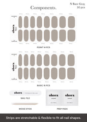 ohora nail strips N Bare Gray application kit includes prep pads and tools