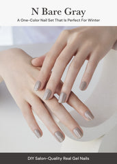 ohora nail strips N Bare Gray close-up showing gel finish for long-lasting nails
