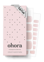 Ohora P Glassy packaging closeup showing complete gel pedi strips kit for at-home use.
