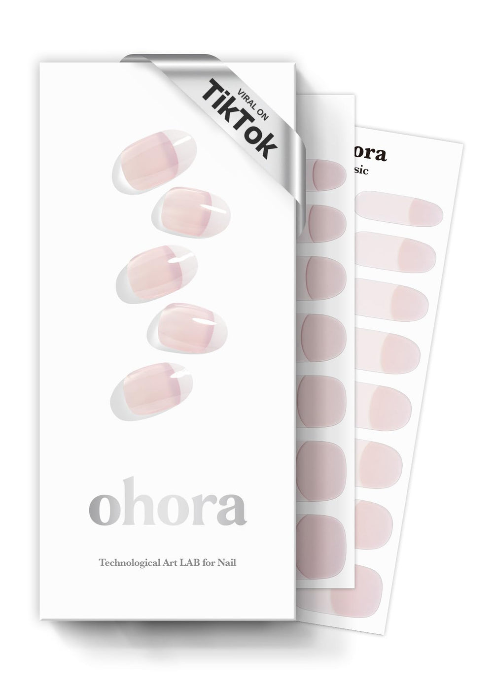 Ohora semi cured gel nail strips kit on desk showing at-home manicure convenience