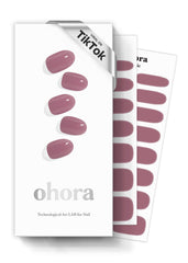 ohhora semi cured gel nail strips n bare plum pack swatch shows vibrant purple tones for quick nails