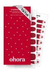 ohora semi cured gel nail strips N Cupid's Heart kit contents enable quick manicure