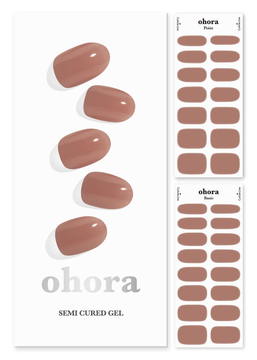 ohora semi-cured gel nail strips in N Bare Brick box for easy at-home manicure