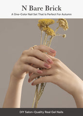 ohora semi-cured gel nail strips N Bare Brick contents with prep pads and tools