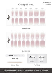 ohora Semi Cured Gel Nail Strips with included prep pads and tools for prep