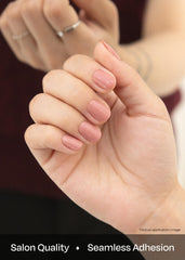ohora Semi Cured Nail Strips N Ash Pink application step demonstrates prep and placement