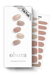 Ohora Semi Cured Nail Strips N Carmel nude glitter set for quick at-home salon results.