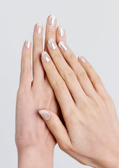 ohora Semi Cured Gel Nail Strips N Glow French application closeup shows precise design.