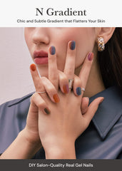 ohora semi cured gel nail strips n gradient blue-ombre on nail demonstrates easy application and even coverage