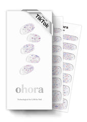 ohora semi-cured nail strips n petal rain packaging shows kit components for at-home manicure