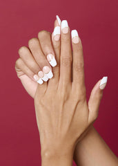 ohora Semi Cured Gel Nail Strips N Sylph White French application steps help you prep and apply.