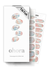 ohora semi cured nail strips Newtro No.1 white metallic close-up for salon-quality finish