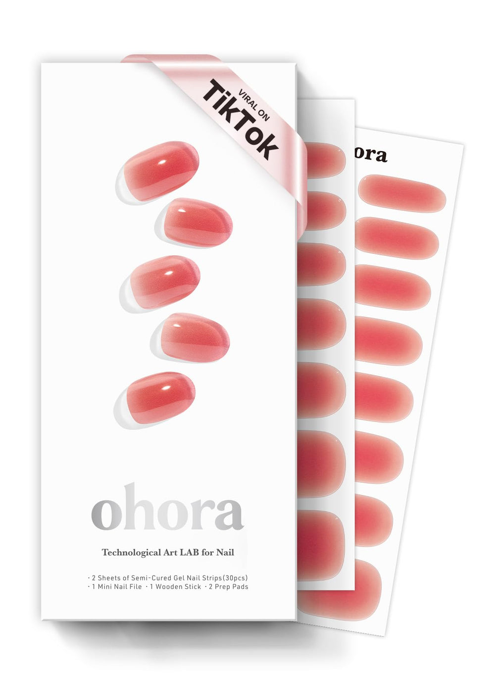 ohora Semi Cured Gel Nail Strips Peach Jelly box for salon-quality at-home nails