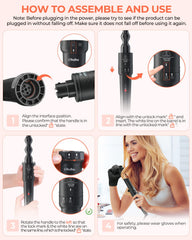 Ohuhu curling wand 0.7-1 inch barrel for natural waves.