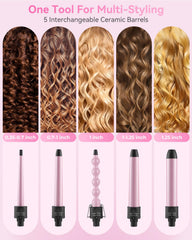 Ohuhu curling wand set 0.35-0.7 inch barrel closeup for tight curls versatility