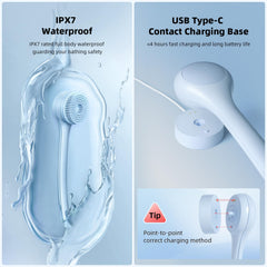 OhXiYu electric body brush long-bristle head closeup for deep cleansing.