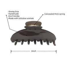 OideGuiing acetate hair clip coffee side view showing non-slip grip for stable styling.