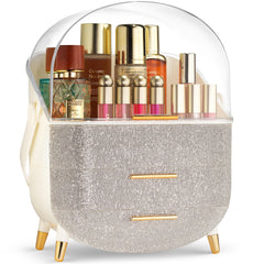 Oizeir Covered Makeup Countertop with dome lid keeps cosmetics dust-free and visible.