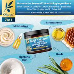 Okaga Balm on dry elbows demonstrates long-lasting moisture and smooth skin.