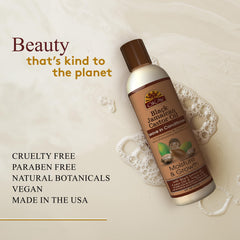 OKAY leave-in conditioner texture closeup highlights creamy slip for frizz control.
