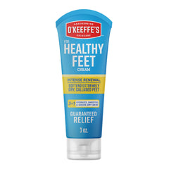O'Keeffe's Healthy Feet Cream Tube close-up showing hydrated feet benefit