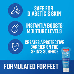 O'Keeffe's Healthy Feet application on foot highlights creamy texture and quick absorption.