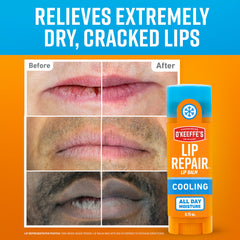 O'Keeffe's Lip Repair twin-pack closed shows portable, long-lasting moisture in a slim stick.