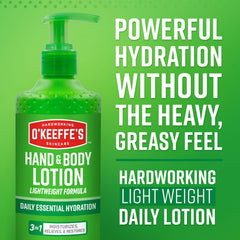 O'Keeffe's lotion on elbows demonstrating a protective hydrating layer.