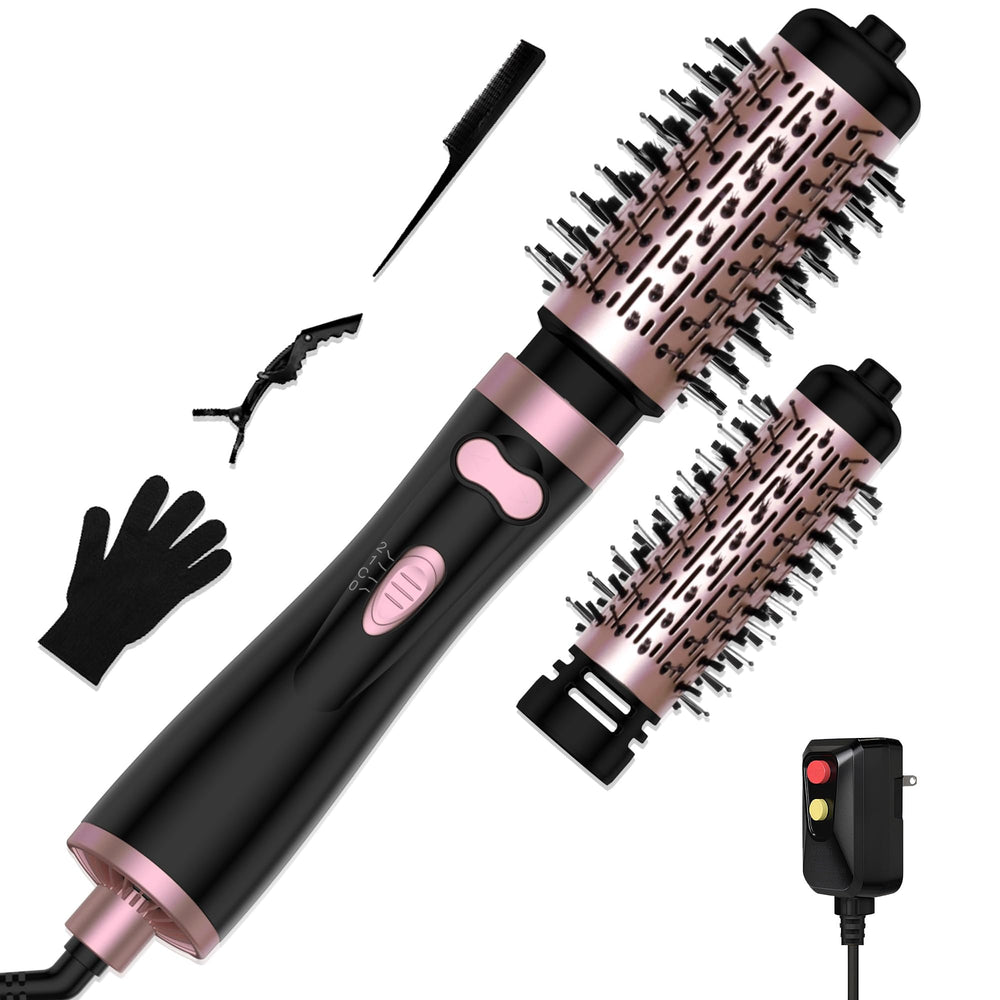 OKWRAP 3-in-1 rotating hair dryer brush front view shows versatile drying and styling options.