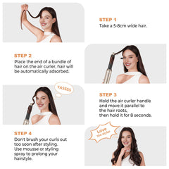 OKWRAP right hot air curler creating balanced curls.