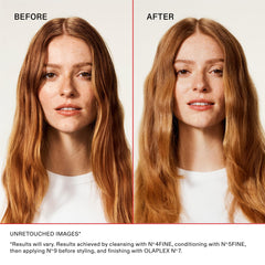Olaplex Nº.4FINE shampoo pump with lather illustrating gentle cleansing
