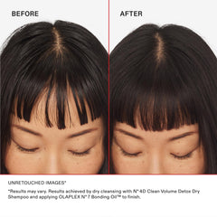 Olaplex Nº.4D bottle next to hand to show product size and easy travel-friendly benefit
