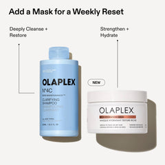 Olaplex 8.5 fl oz bottle next to a ruler showing size for travel and bathroom shelf convenience