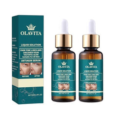 OLAVITA facial serum bottle close-up for smoother skin and makeup-ready prep.