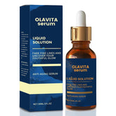Olavita Serum bottle close-up, highlighting hydration-friendly liquid formula.