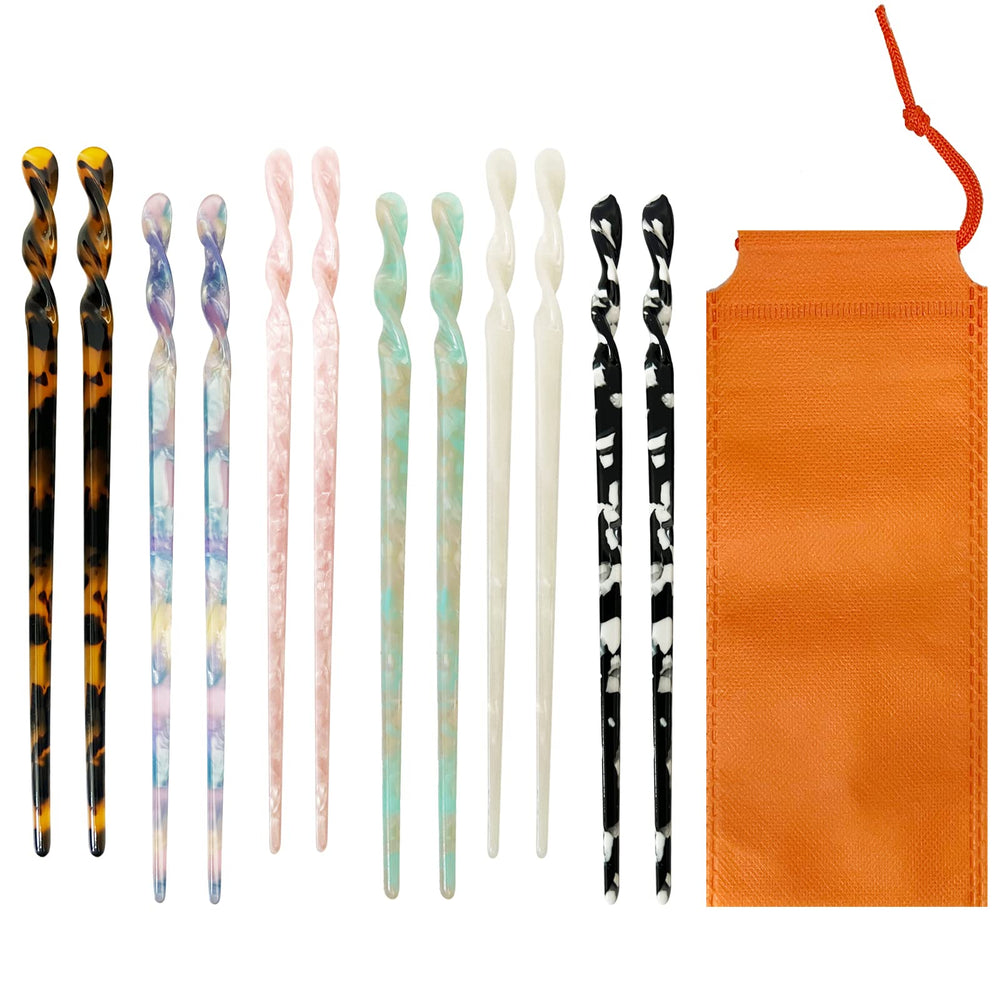 Olawyrae Acetate Tortoise Shell Hair Stick in leopard print for secure long-hair styling.