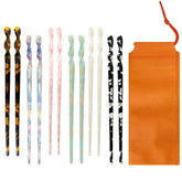 Olawyrae Acetate Tortoise Shell Hair Stick in leopard print for secure long-hair styling.