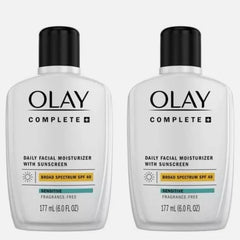 OLAY Complete Daily Facial Moisturizer SPF40 2-pack back view showing usage directions