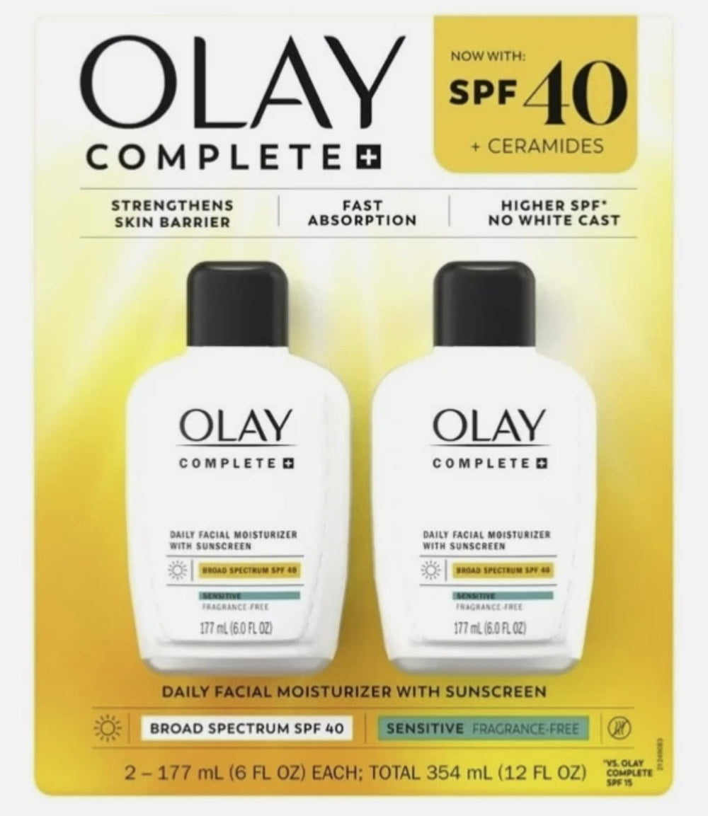 OLAY Complete Daily Facial Moisturizer SPF40 2-pack front view for daily protection
