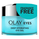 Olay Deep Hydrating Eye Gel tube top ready for quick daily eye refresh.