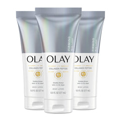 Olay Firming & Hydrating Lotion bottle-front view highlights rich hydration for plumper-looking skin.