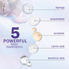 Olay fragrance-free night cream dabbed on cheek for overnight nourishment.